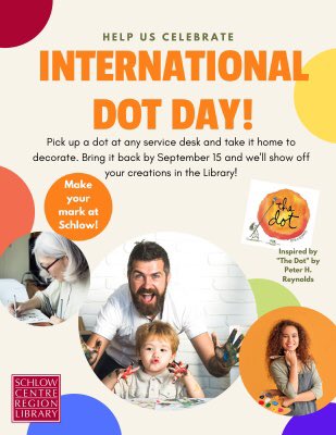 SchlowLibrary's tweet photo. 🔴🟠🟡Celebrate #InternationalDotDay with Wendy at our VIRTUAL #EverybodyStorytime on Wednesday at 10am. Visit https://t.co/TPF7vC89dz to join the fun!🟢🔵🟣
✨#SpotlightBooks include @peterhreynolds’ #TheDot, @EmmaDodd2’s #DogsColorfulDay & @susan_stockdale’s #SpectacularSpots. https://t.co/72GkPjM8Up