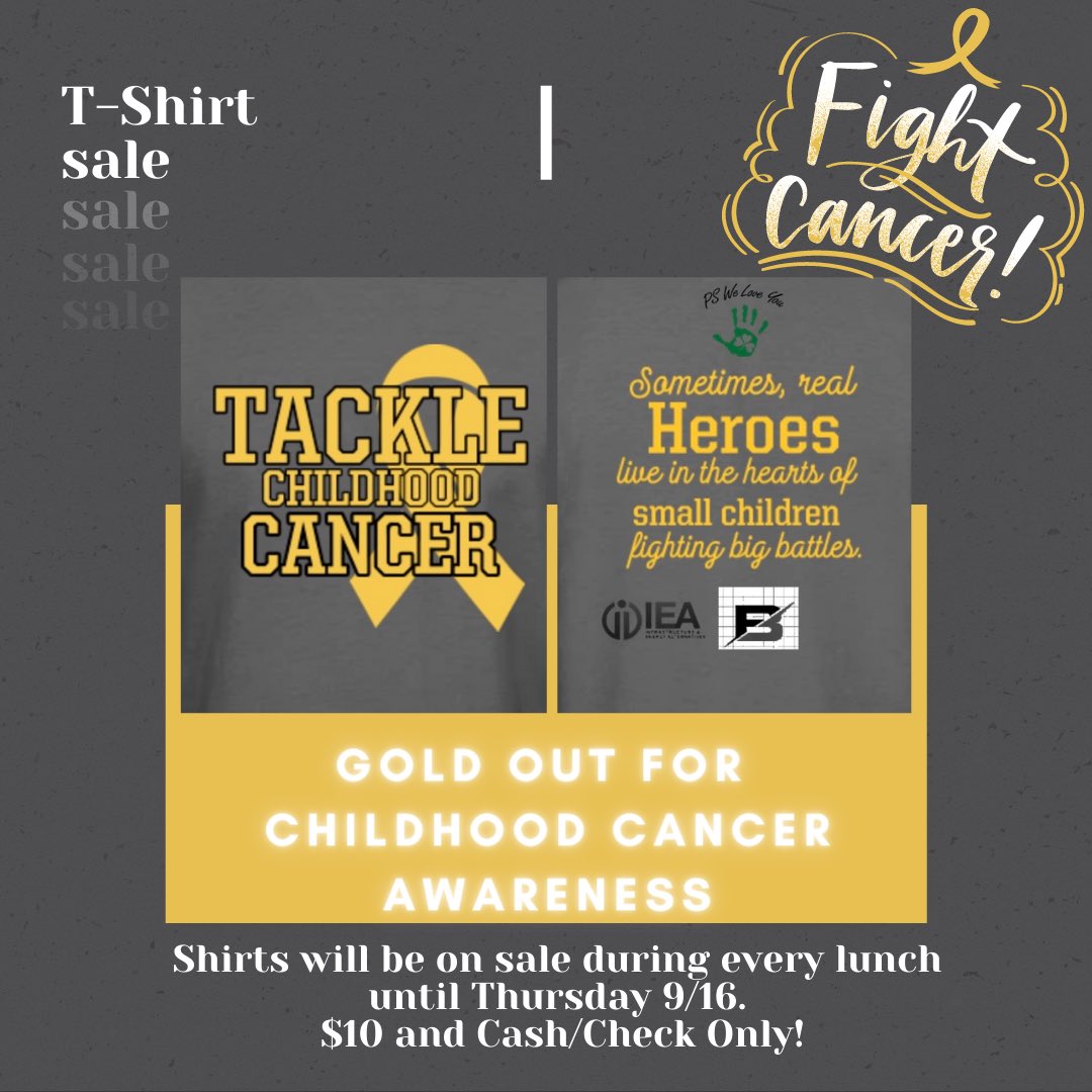 RedPrideNation's tweet photo. Hey Quakers! Shirts are going on SALE this week to raise awareness for childhood cancer! These shirts are for the October 1st game and will be $10, Cash/Check ONLY!! Buy these during lunch through Thursday, 9/16. https://t.co/6semaN2aDA