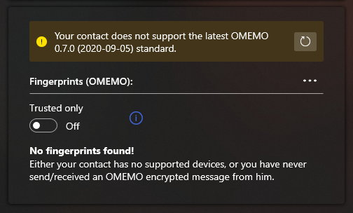 UWPX_APP's tweet photo. Better transparency what went wrong when sending OMEMO messages. https://t.co/WLVBcgluka