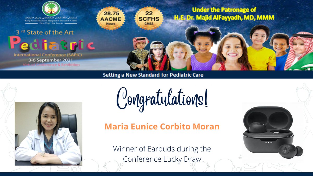 EXCardiacCare's tweet photo. Announcing the 3rd Lucky Draw Winner of the 3rd State of the Art Pediatric International Conference held on 03-06 September 2021. https://t.co/3dktUDEgy1