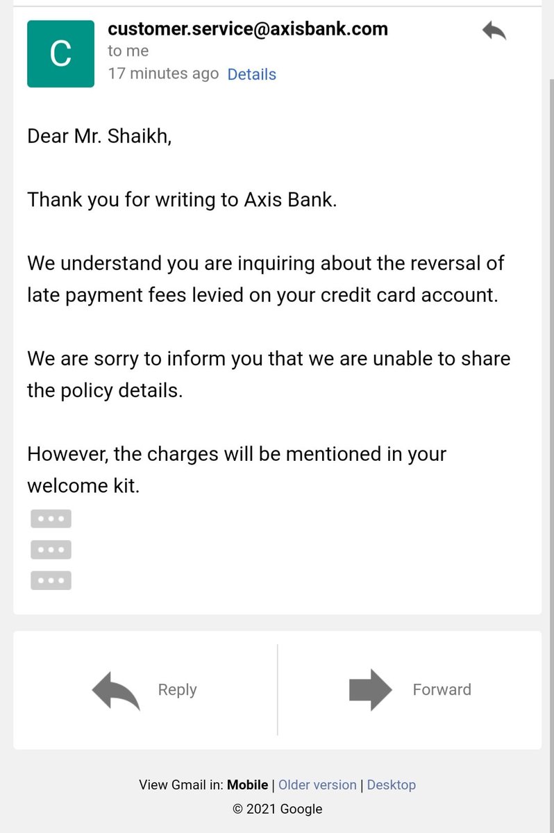 Saamia16's tweet photo. So now @AxisBank @AxisBankSupport 
cant even proof their OVER NIGHT POLICY made to harrass customers @PMOIndia @timesofindia @fayedsouza #worstbank https://t.co/Ny8F0zHwxf