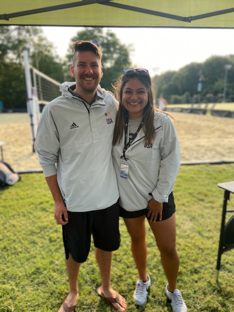 A special weekend for us as <a href="/GoMustangSports/">Stevenson University Mustangs</a> hosts <a href="/usavolleyball/">USA Volleyball</a> for Men's Beach Volleyball #PathtothePodium. Associate AT's Jon Arndt and Eva Martinez repping the Red, White, and Blue