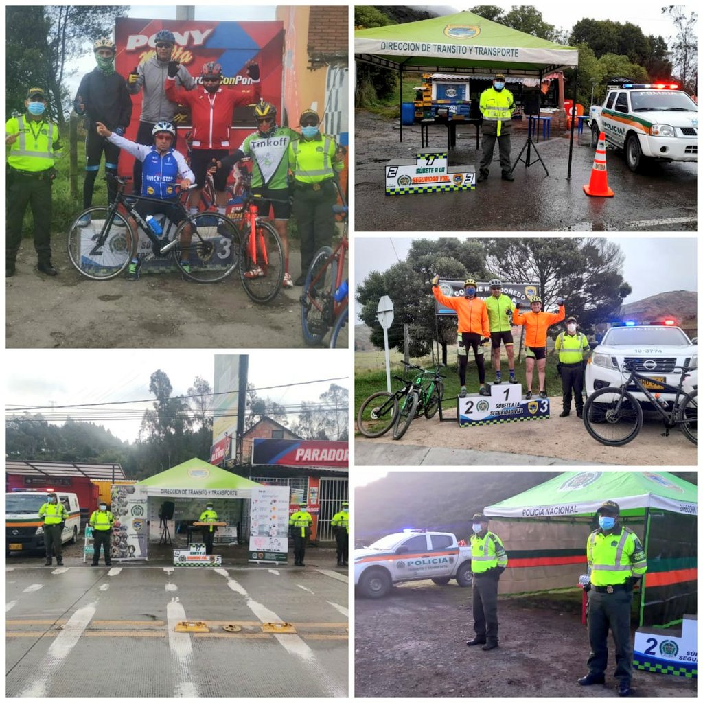 PoliciaCmarca's tweet photo. Con @TransitoPolicia, en las vías de #Cundinamarca, realizamos campaña "Súbete al podium de la seguridad vial" dirigida a ciclistas, con el fin de prevenir la #AccidentalidadVial. https://t.co/y0JRqUiqs3