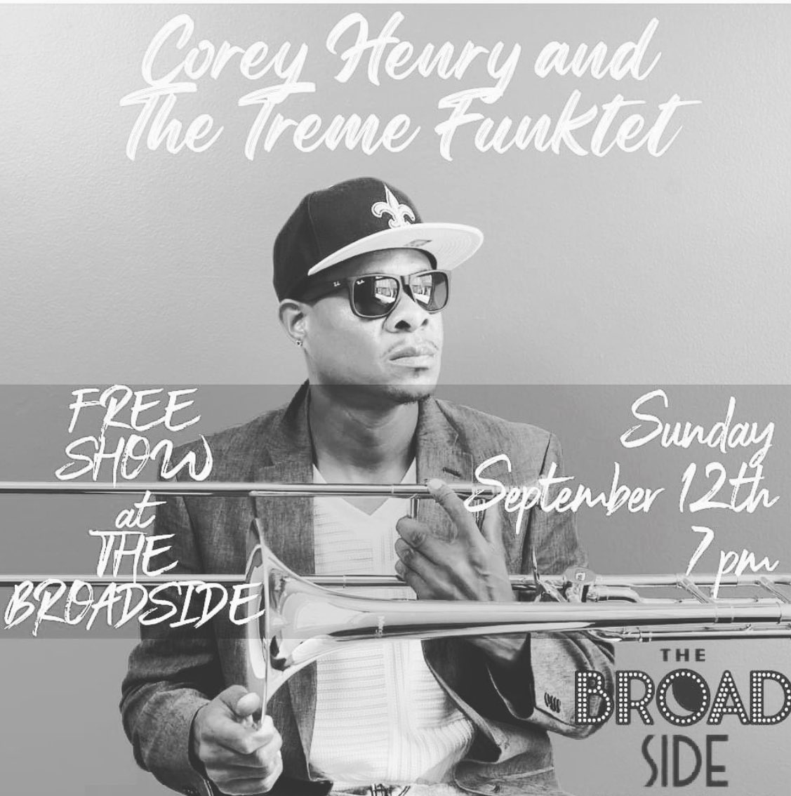 BOEMONEY6's tweet photo. Tonight live Broadside NOLA doors 6pm Showtime 7pm. after the Saints game come enjoy some #tremefunk #coreyhenry #tremefunk #neworleans #wegotthefunk https://t.co/caiVyNcOLH