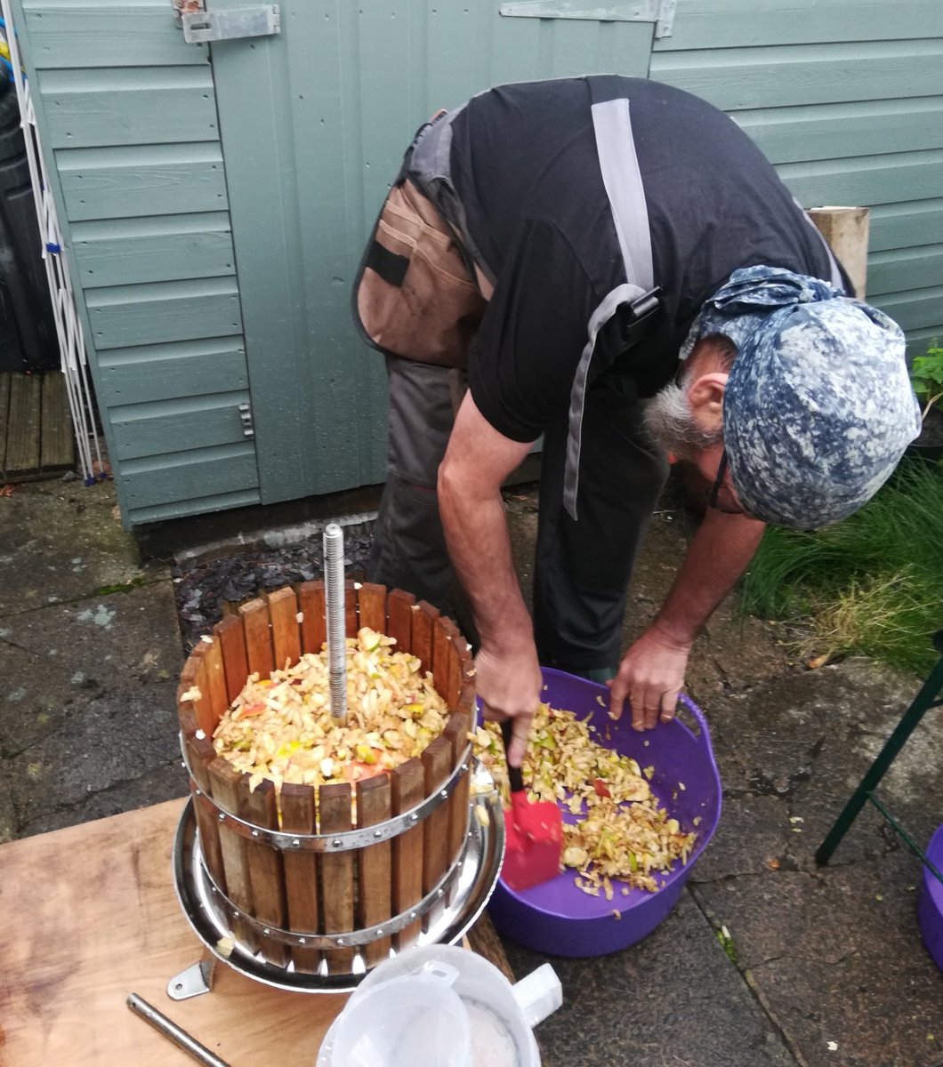 First press of the season. Remember Relishers we swop stuff for apples. But not the bandana, only just found that after Mrs Hobbit hid it