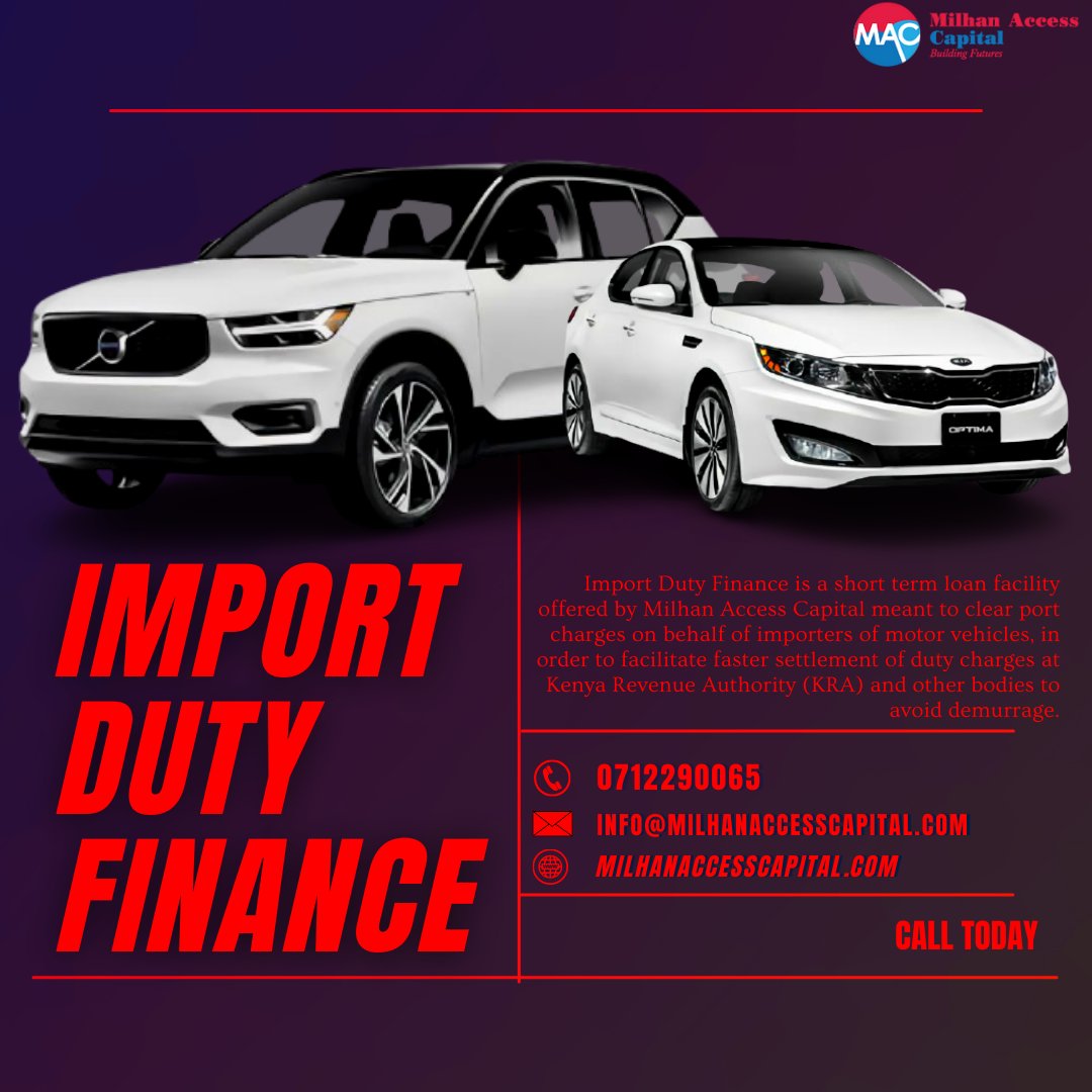 Your new ride is closer than you think. Simply reach out to us to find out more about our #importdutyfinance service today. #lflexibleloans #fastloans #milhanbuildsfutures