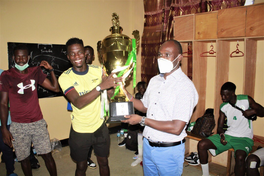 turnaround_2021's tweet photo. Essa Mbye Faal was at the Stadium and witnessed Fortune FC's emphatic 3-0 win over ES Setif. After the game, Mr Faal congratulated the players for their historic victory and encouraged them to continue to work hard. Meanwhile Essa Mbye Faal is continuing to visit different..... https://t.co/8hka2ObM2t
