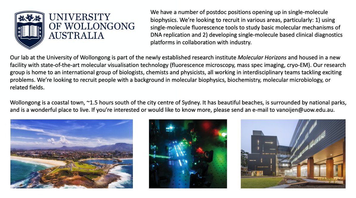 Looking for postdocs! We're about to open several positions for talented people to work in single-molecule biology. Looking for biophysicists, biochemists and molecular biologists 🧬🔬

Interesting problems, fun people and stunning beaches! 🏖️🏄

RT is greatly appreciated 🙏