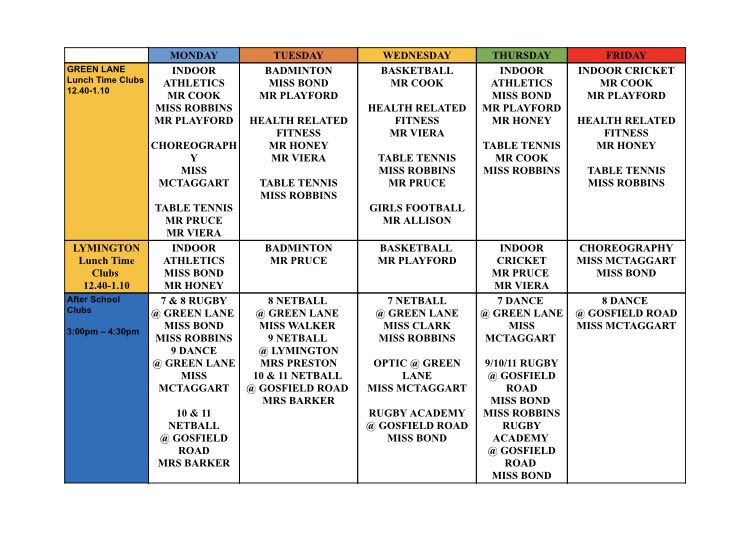 RobertClackPE's tweet photo. Club timetables for this term. Get involved!!! https://t.co/dfa42uEIYY