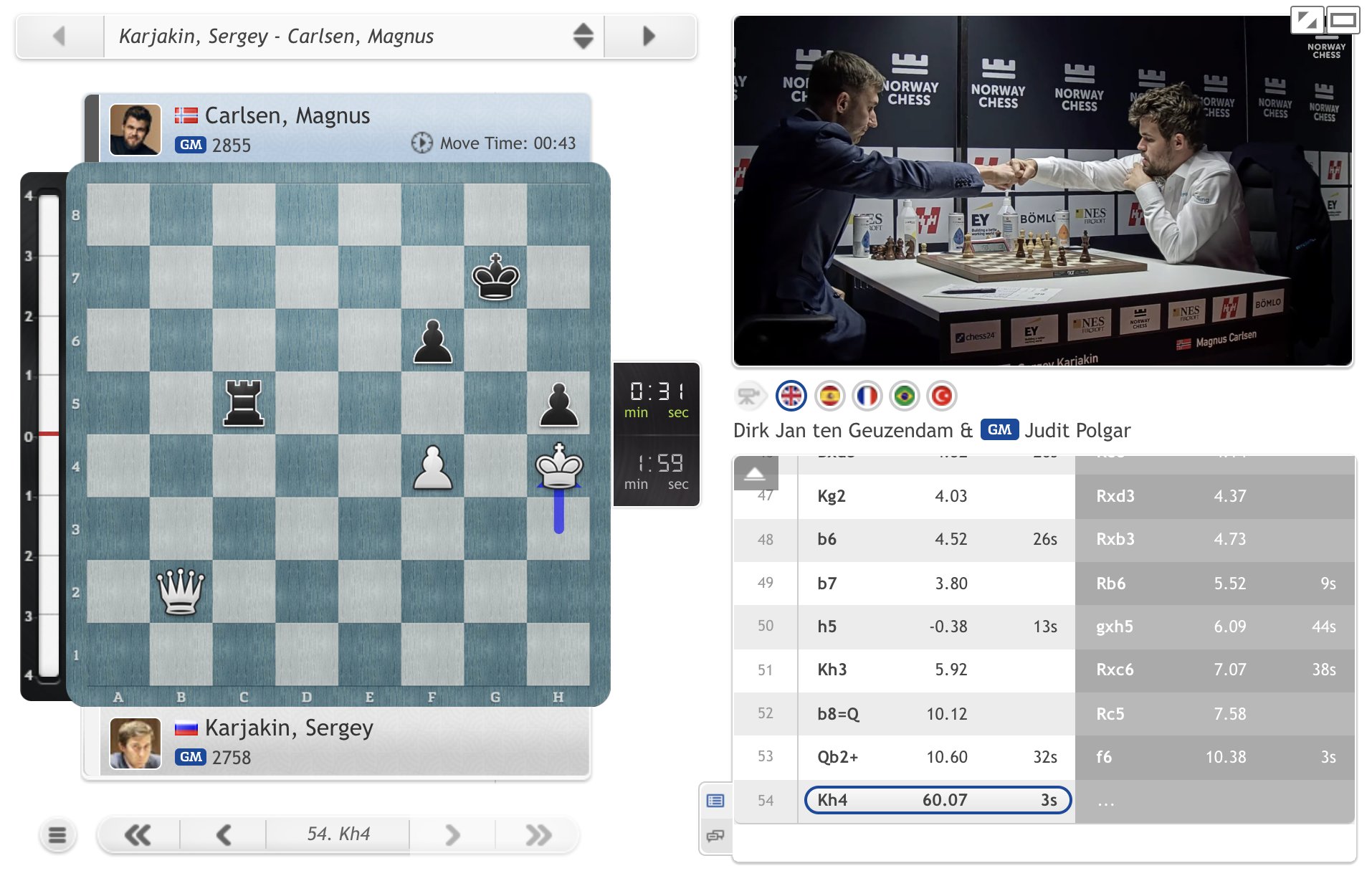 chess24 - Magnus Carlsen resigns