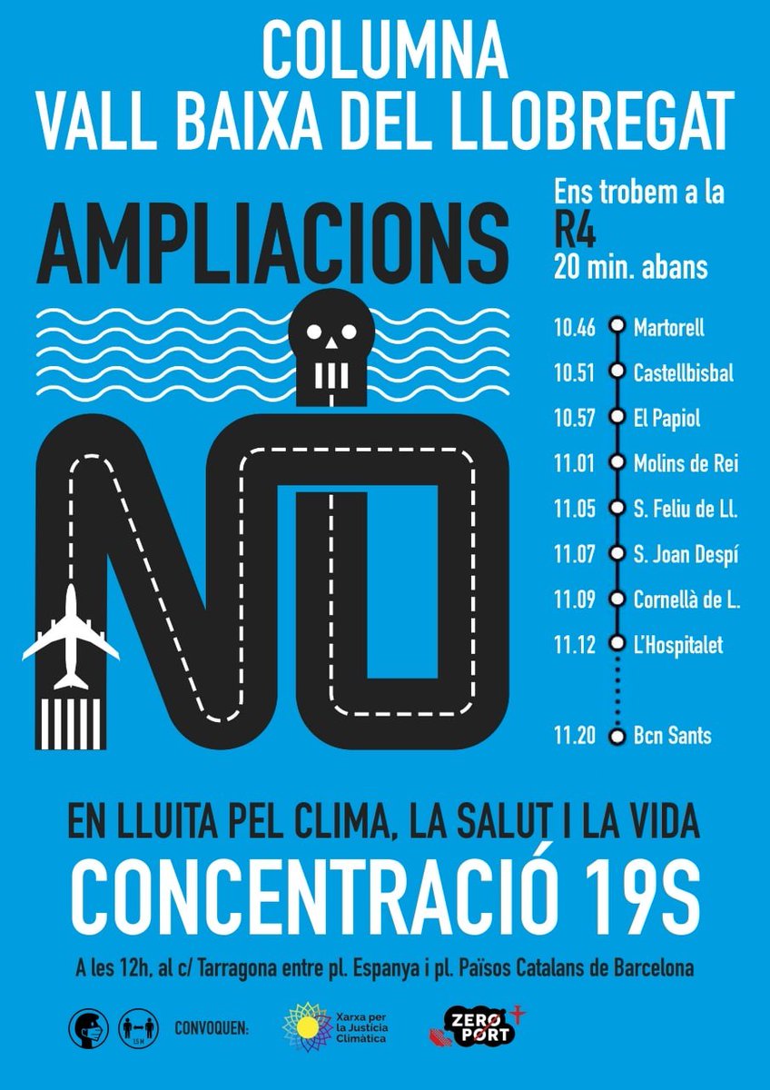 SOSBaixiLh's tweet photo. El #BaixLlobregat i #LHospitalet en bloc sortiran el #19S a defensar la terra: a peu, amb bicicleta, tren... 🚶‍♀️🚴‍♀️🚂
Us hi esperem a totes a #Barcelona‼️ 🙋🏻👫

#MenysAvionsMésVida 
#SOSBaixLlobregat
#SOSLHospitalet https://t.co/D4lb2JY5xn