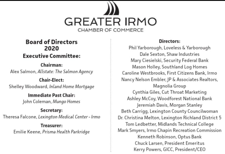 In addition to @CountyLex Council, Ms. Carrigg also serves on the @IrmoChamber Board of Directors with leadership from @LexMedCtr and @theprismahealth. Surely, she has been informed about how #COVID19 is impacting the Midlands. #scpol #scpolitics #irmosc