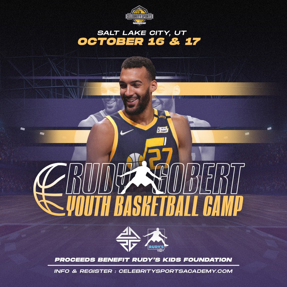 CSA_Camps's tweet photo. Salt Lake City! Join @rudygobert27 for his youth basketball camp Oct 16 &amp; 17. Open to ages 7-18, all skill levels. Proceeds benefit @rudyskidsfoundation. Save on registration through Sept 16 - visit https://t.co/cgt2QDFKEa https://t.co/v2ZBQ6wTXL