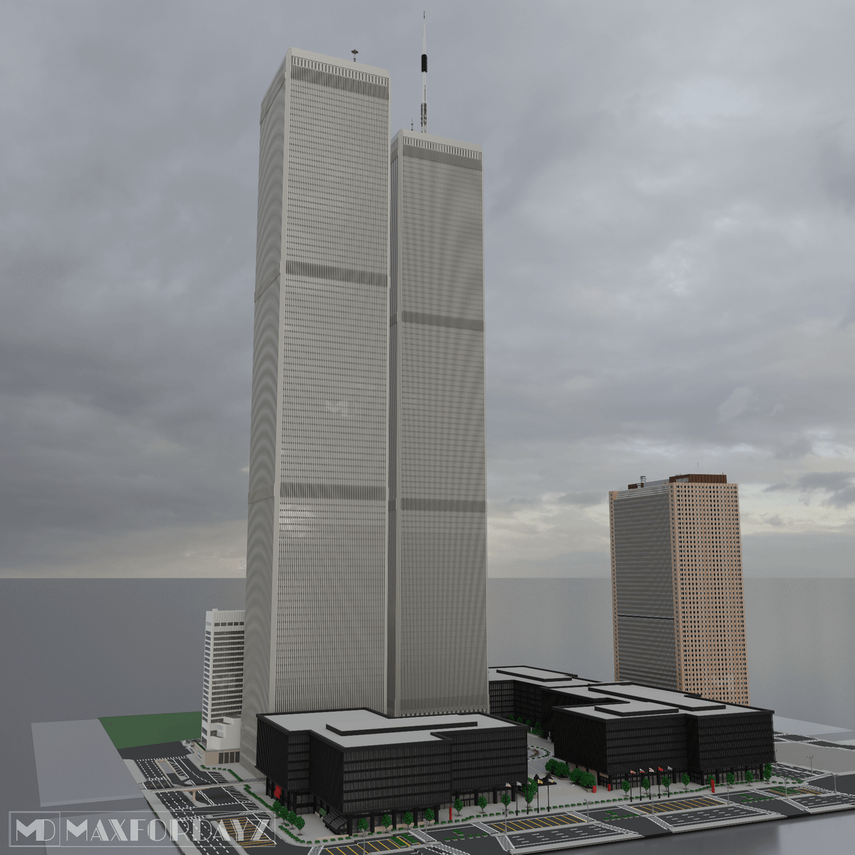 _MaxForDayz_'s tweet photo. I present to your attention my World Trade Center on 2:1 scale!
Building time: ~ 1,5 month.

Render: @TheLimeHit
 
@PlanetMinecraft: https://t.co/QsJfPkXTUq
 #WorldTradeCenter #Minecraft #Minecraftbuilds #NewYorkCity #art #architecture #photography https://t.co/z5JJRHS1O3
