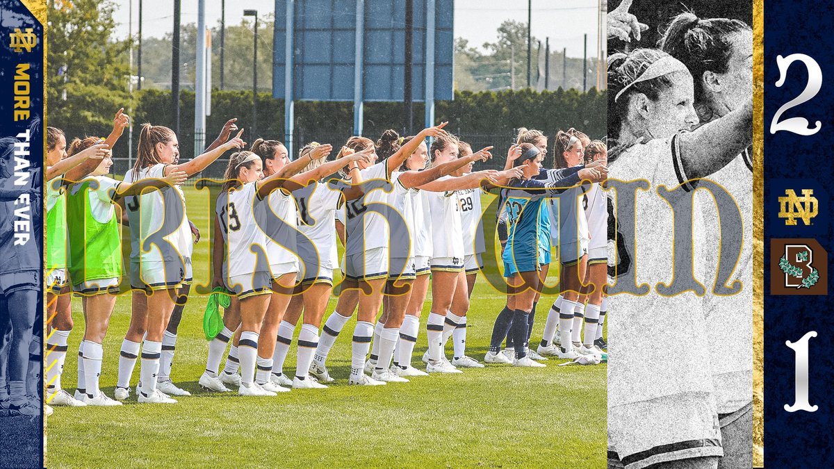NDSoccer's tweet photo. ☘️☘️☘️ IRISH WIN ☘️☘️☘️

A 2nd half rally gives ND the victory! 

@kati_druzina assisted both goals to @brooke_vandyck &amp; @sammifisherr. 

#GoIrish https://t.co/qQdFjwJtns