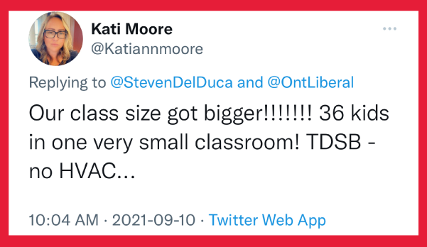 StevenDelDuca's tweet photo. We're asking Ontarians to tell us what they're seeing in their schools. Doug Ford had $750 million in federal funds to create smaller class sizes, improve ventilation, hire bus drivers, and support staff for our kids & teachers. How did he spend that money?
#NoSafeReturn #onpoli https://t.co/qVEBiolz0w
