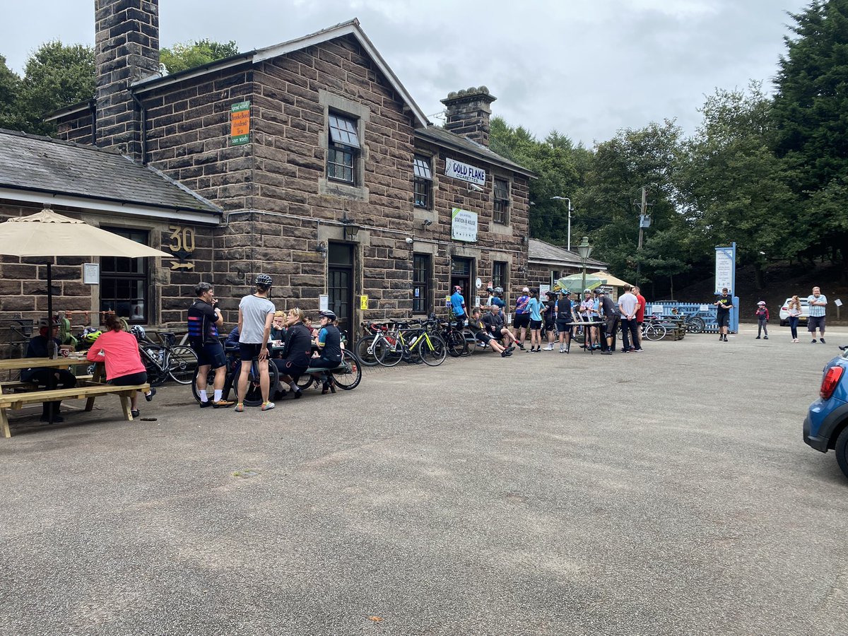 BigHairBigVoice's tweet photo. Out today with @rapha #Womens100 #raphaManchester on 100k ride (good practice for @spinalinjuries tour) - over 40 female cyclists in three groups - here’s lunch at Delamere cafe. Great ride with great bunch of women. https://t.co/G1uCD71igv