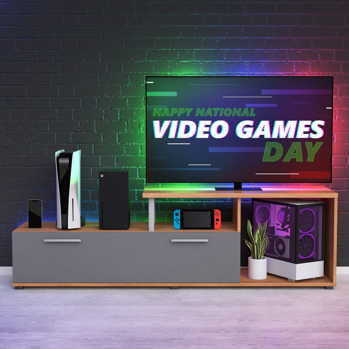 RT @Xbox: The best setups make room for everyone @Nintendo  @PlayStation #NationalVideoGamesDay https://t.co/g1mrl1eNY9