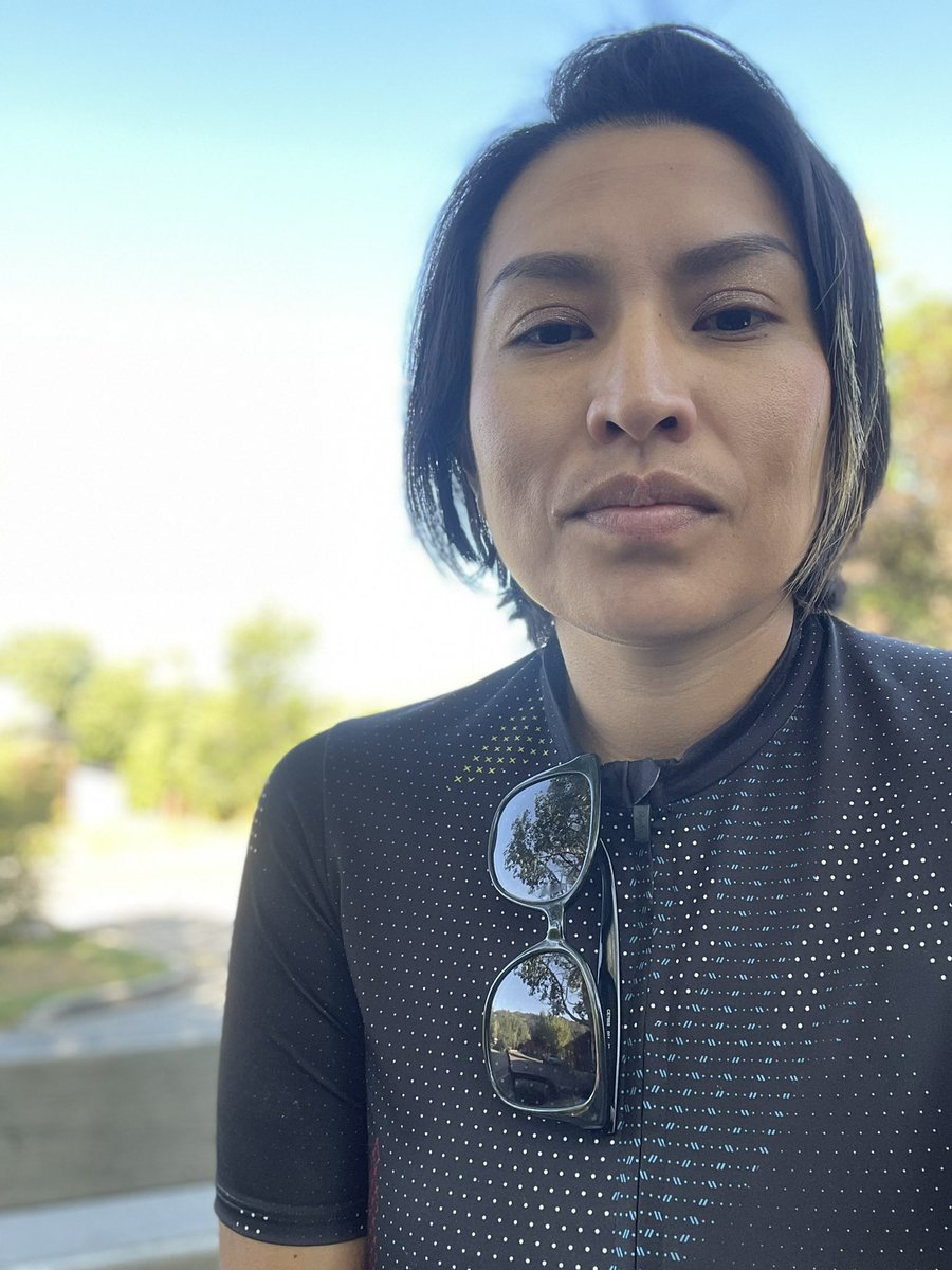 thevanessabowen's tweet photo. This is my “I haven’t had enough coffee yet” and pre-ride jitters face. Doing the virtual #TourdeAcoma in tandem with the @rapha_women 100km today. I’ve been training for this and I’ll lean heavily on what my coach has taught me. #raphawomen #indigenouscyclist #beautybeforeme https://t.co/diGe2avrKC