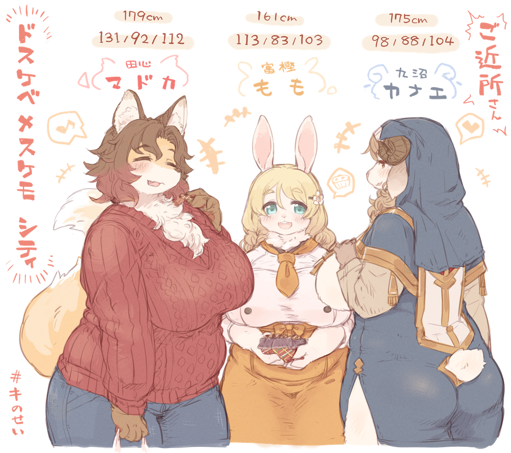 (絵/R-18/ケモノ)ドスケベメスケモAVG「ハルキの最大の敵は理性。」発売記念らくがきです!メインヒロイン(ボス?)のマドカさん、きしべさん担当のももさん、7010担当のカナエさんです。カナエさんもデカ尻キャラなのですが、3ケタが他にいるのがスゴい所。この誘惑に耐え抜け・・・!#キのせい 