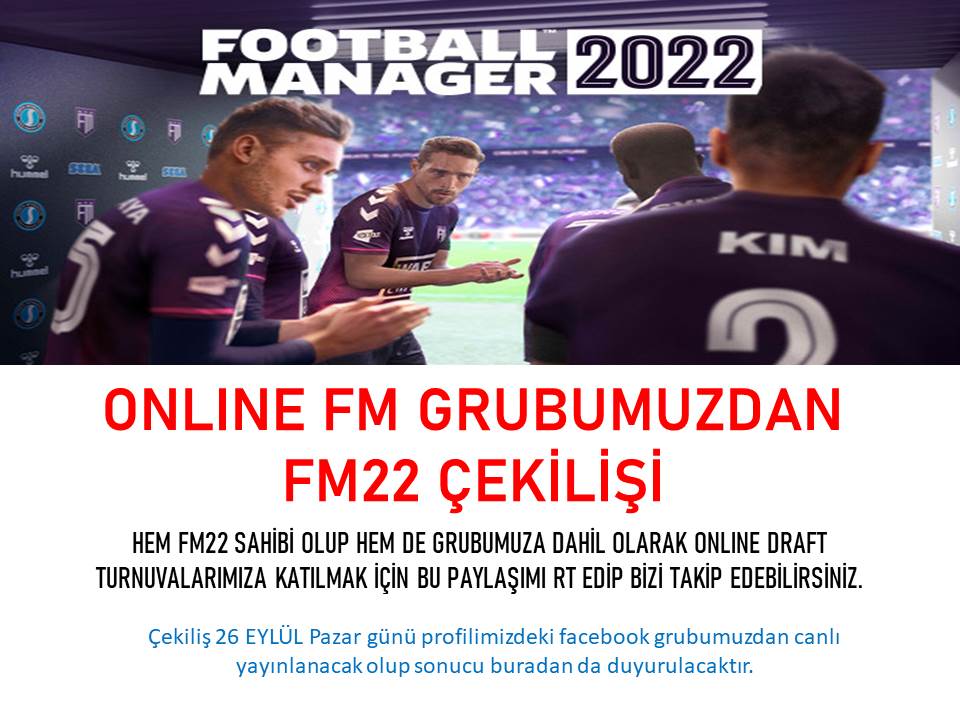 Grubumuzdan Ahmet Alperen Çolak sponsorluğunda FM22 çekilişi!

Çekiliş Şartları:
1-Bu tweeti RT etmek.
2-Hesabımızı takibe almak.

Çekiliş 26 Eylül Pazar günü 21.00'da canlı yayında çekilecektir.