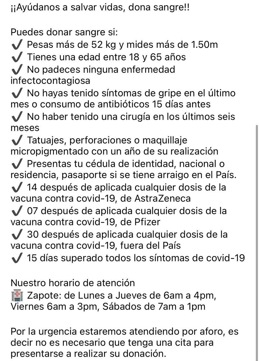 NOTICIAS DE UH: El Banco Nacional de Sangre (<a href="/BNS_CCSS/">Banco Nacional de Sangre CCSS</a>) esta SIN SANGRE!!! 😫😫 Ya la demanda superó la cantidad que tienen disponible y por eso urgen donantes.

Están atendiendo sin cita así que vayan!!😠👊🏻 por favor🥺

Aquí hay más info y los requisitos para donar:
