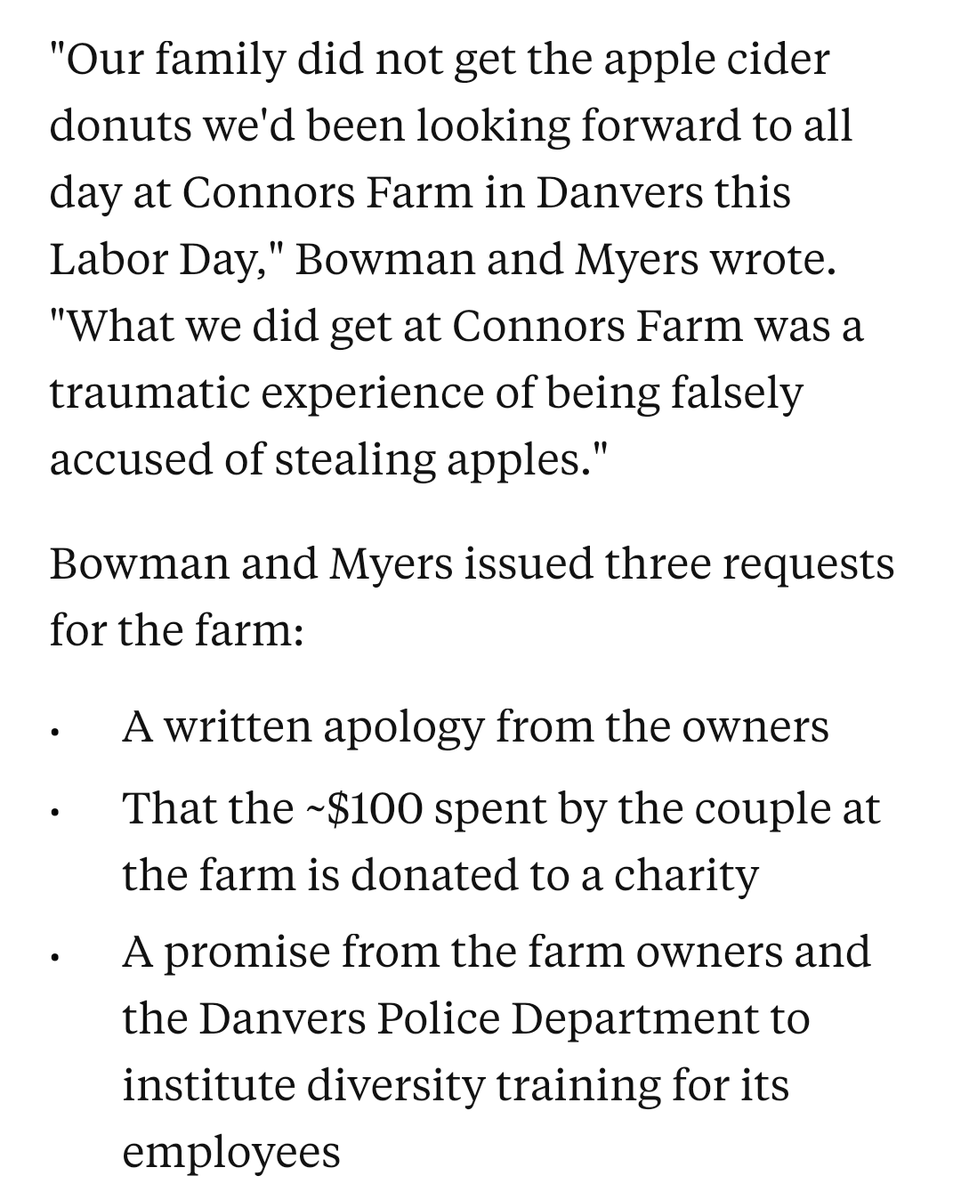 TrueVirgoEnergy's tweet photo. Police called on Black family while #PickingApplesWhileBlack ....
#6Apples
#ConnorsFarm
#DanversMassachusetts
Black people stop spending money where we're not welcomed. https://t.co/GT3JFmsP77