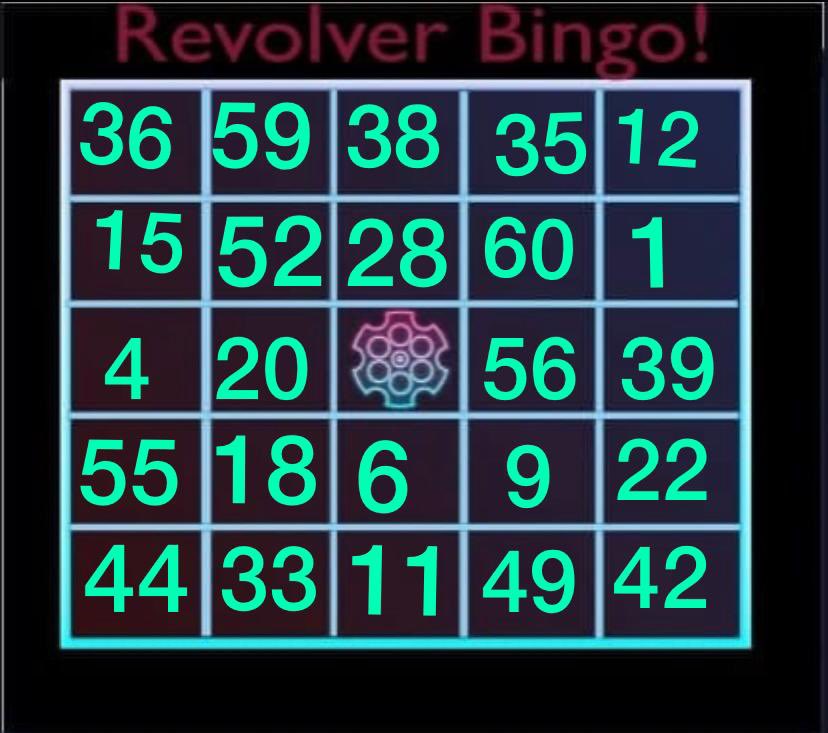 Cookiemonsther2's tweet photo. This is my bingocard #GUNRANGE #Launchpad @RevolverToken @bedsidepot https://t.co/erXsGymCoO