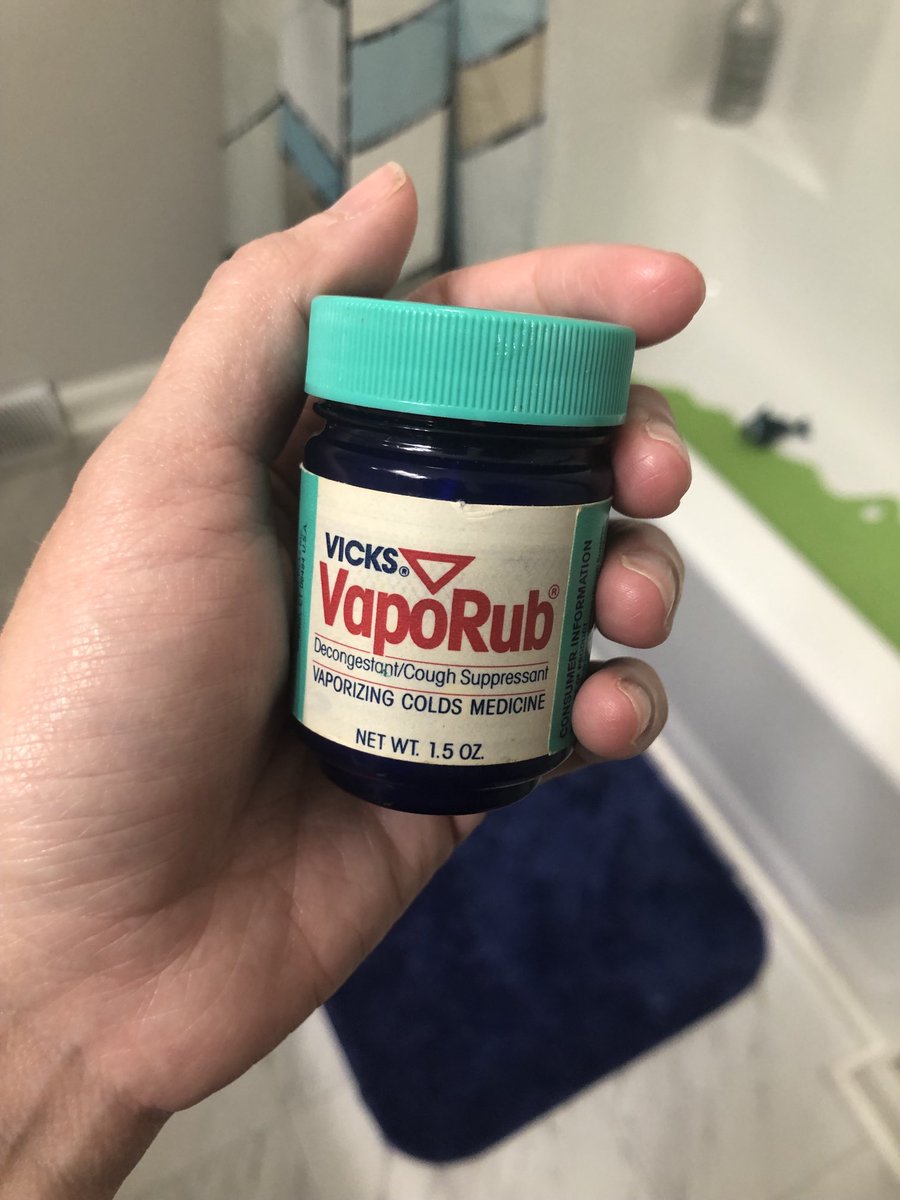 My son has been sick (not Covid) and shout out to my mom, who loaned us the SAME pot of Vicks she used to use on me growing up. 

Expiration date 1-87