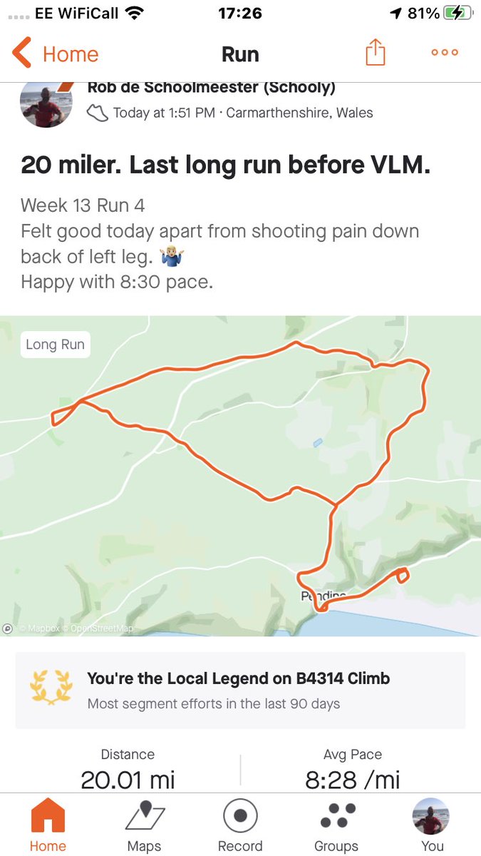 RobSchooly7's tweet image. Last long run before #virtuallondonmarathon 3 weeks and counting! Running with the legend @Garyevs12