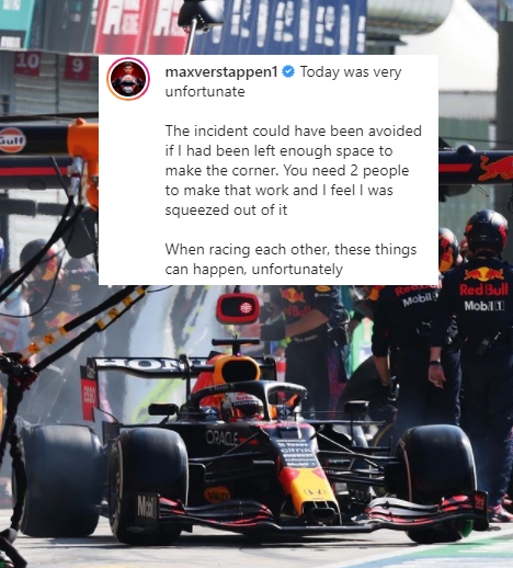 elchiringuitotv's tweet photo. 💣💥"Podría haberse evitado si me hubiera dejado suficiente espacio. Fui estrujado".

 VERSTAPPEN, CONTUNDENTE tras el incidente con Hamilton. #ItalianGP 

¡A las 12 #ElChiringuitoDeMega! https://t.co/SrHgGo7HJn