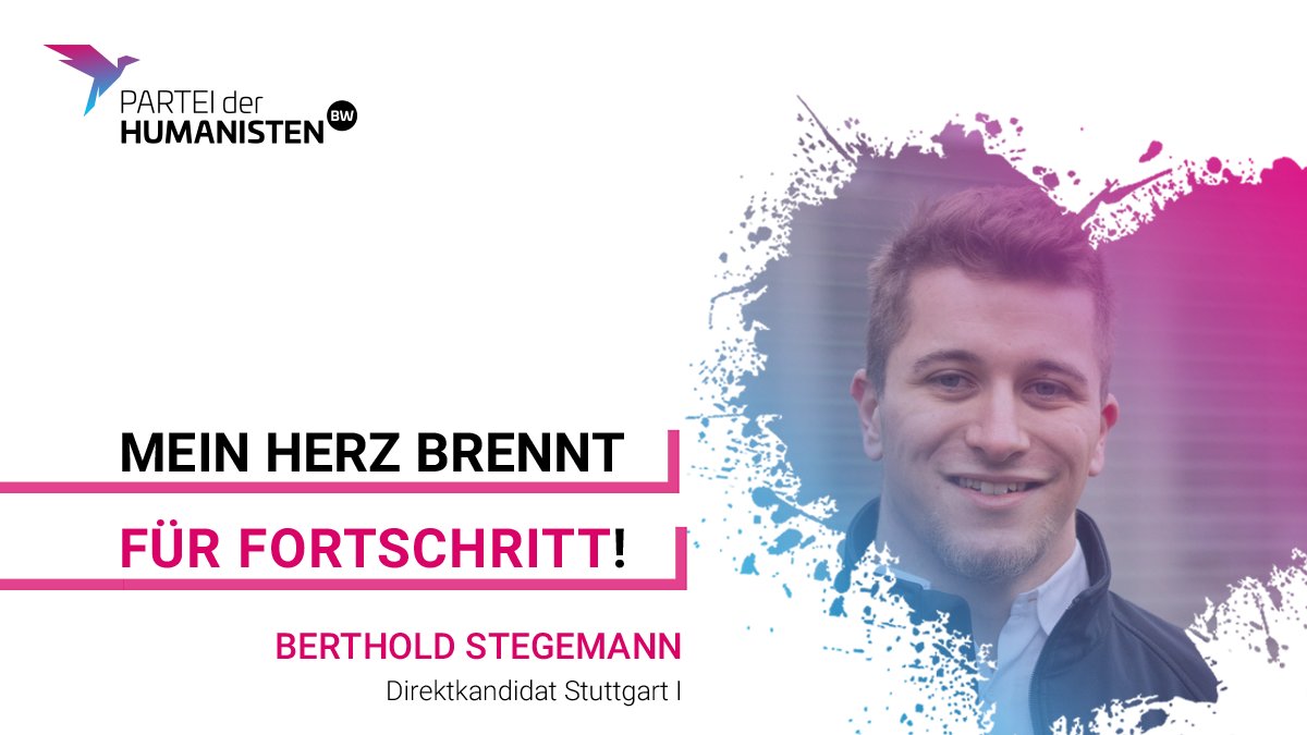 Heute stellen wir unseren Direktkandidaten für den Wahlkreis #Stuttgart I vor.
Berthold Stegemann (<a href="/RocketBerth/">#THEBÄRT 🚀</a>)

#Bundestagswahl2021 #dieHumanisten #Zukunftsteam #btw21
Sein Herz brennt für #Fortschritt 1/6