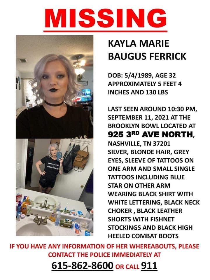 paigelarae's tweet photo. @ScanNashville any reports to match this missing person from the show at @BBowlNashville last night? https://t.co/vj2BK4pFVM