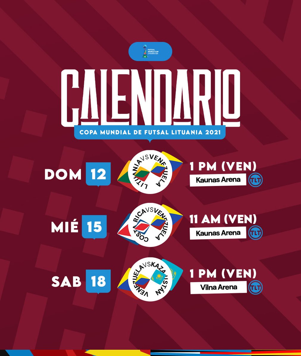 DesafioDeporti1's tweet photo. Calendario #FutsalIWC de @FutsalFVF en #Lituania2021 #FIFA #somosvinotinto #VinotintoFutsal https://t.co/AvFK0CACsW