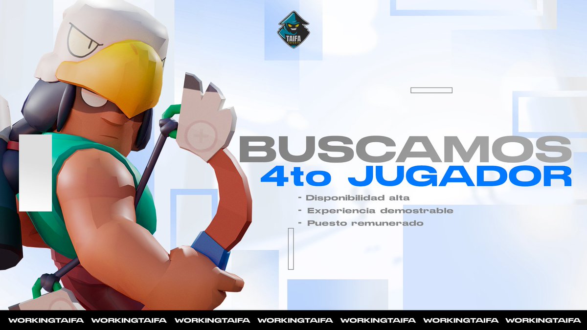 #Searching | <a href="/BrawlStarsES/">Brawl Stars ES</a>

¡Es tu momento!

Estamos buscando a esa persona que sea clave para el equipo y que con él, cerremos nuestra plantilla para participar en futuras competiciones.

🏆+25k Wins en 3vs3
📊Experiencia demostrable