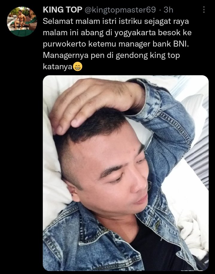 @kingtopmaster69 pak manager bank bni purwokerto,
sorry ye
kagak gue sensor ye pak ye,
sude saatnye bokap lo tau, pak
🤣🤣🤣