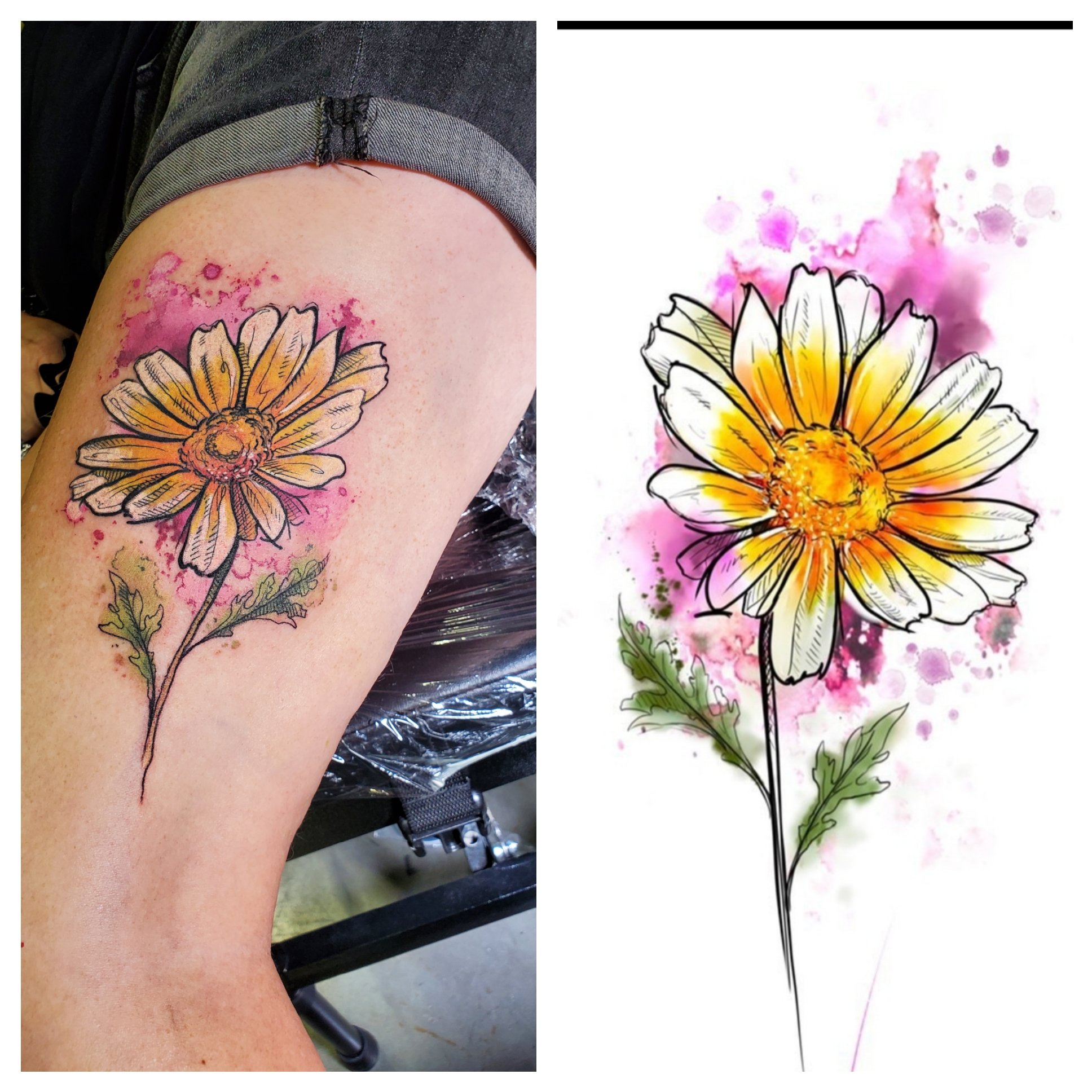 Share 74+ watercolor daisy tattoo in.eteachers