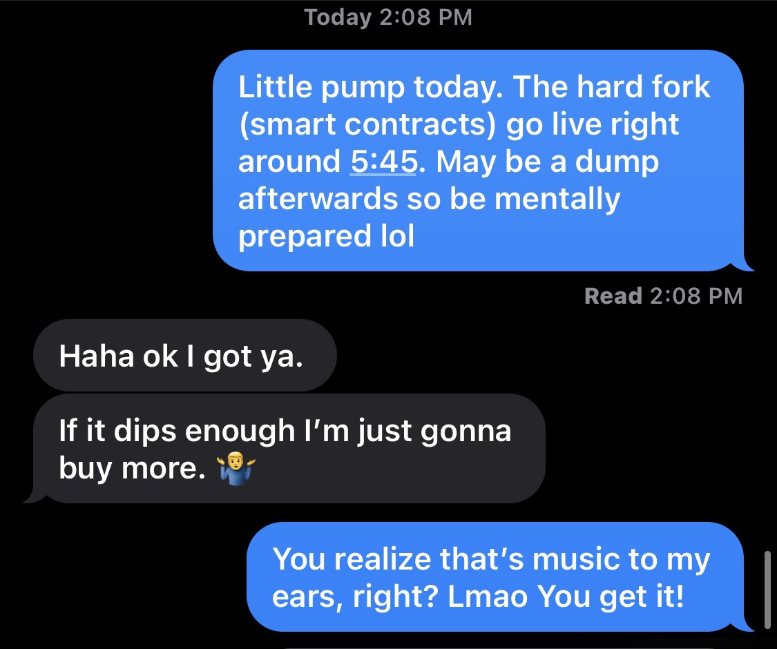 YetiSanMMA's tweet photo. Finally got my best friend to invest in crypto about a month ago it was Cardano. Sent him this just now and this was his response… I’m so proud. 🥲 #Cardano #ADA $ADA https://t.co/BCqFQw8cea