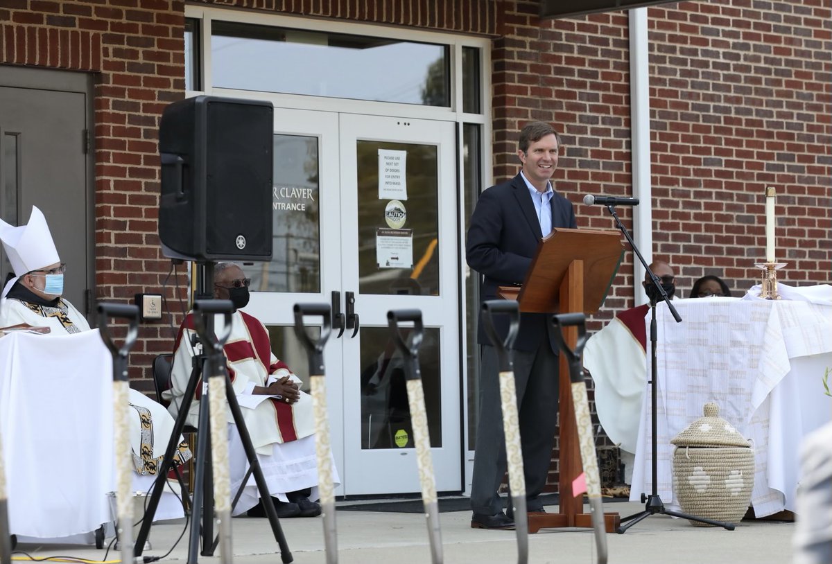 GovAndyBeshear's tweet photo. This was a special morning as I joined leaders of St. Peter Claver Catholic Church to break ground on their new church in Lexington. This congregations' heart is already big - and today it just got a little bit bigger. Thank you for inviting me. https://t.co/eeQw4BjBuQ