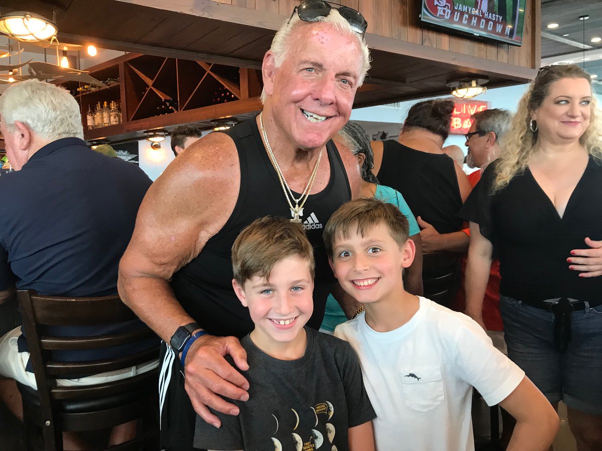 theewelly's tweet photo. @RicFlairNatrBoy My nephews were thrilled to meet you today. Thank you! https://t.co/98Sm4Egjst