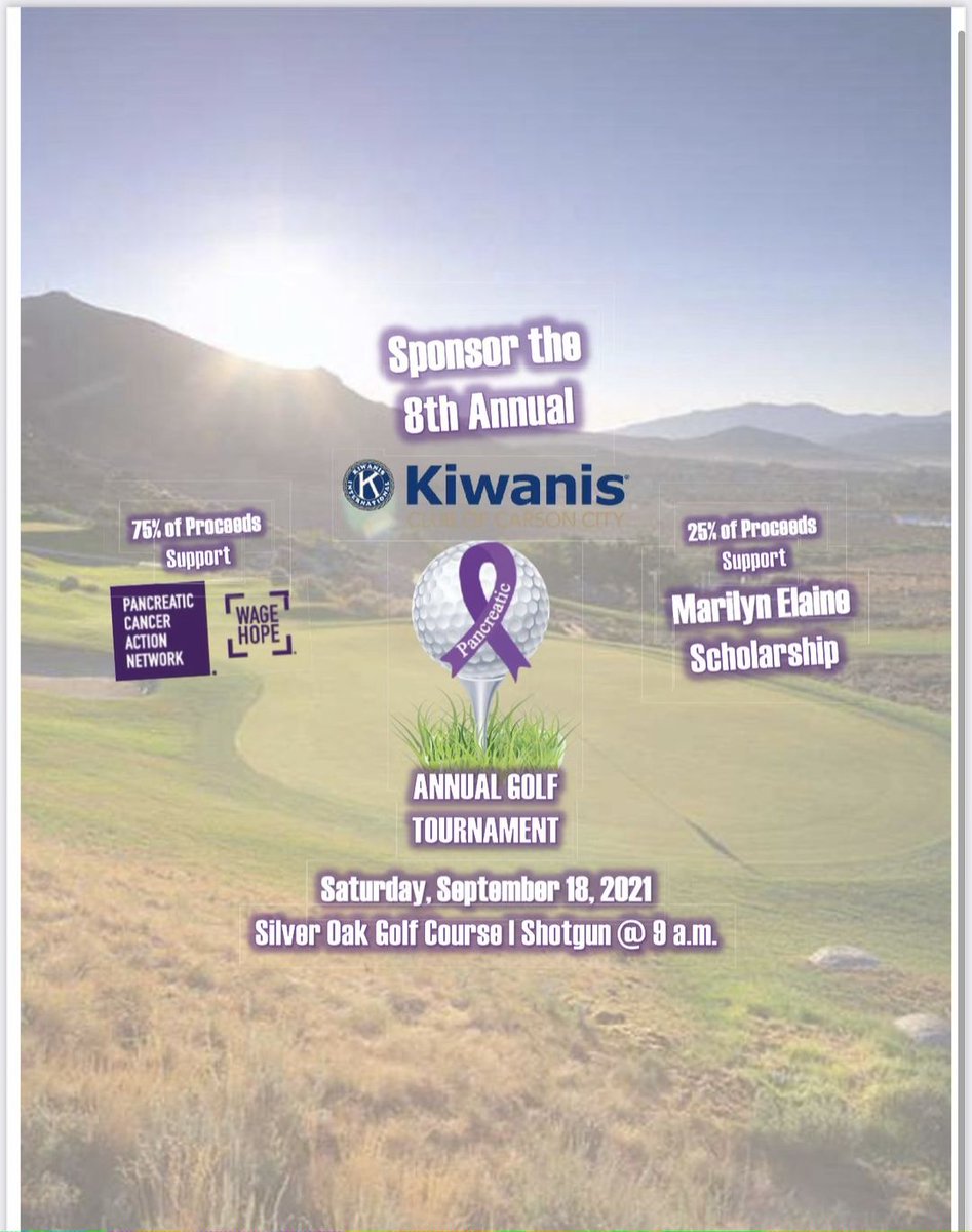 PanCANNevada's tweet image. Carson City Kiwanis is hosting their 8th Annual Golf Tournament to benefit Pancreatic Cancer Action Network on Sept 18 &amp;amp; is looking for golfers &amp;amp; volunteers!  Join in on the tournament for a good cause! 
If you are interested, contact Amy Keed at: akeed@pancanvolunteer.org