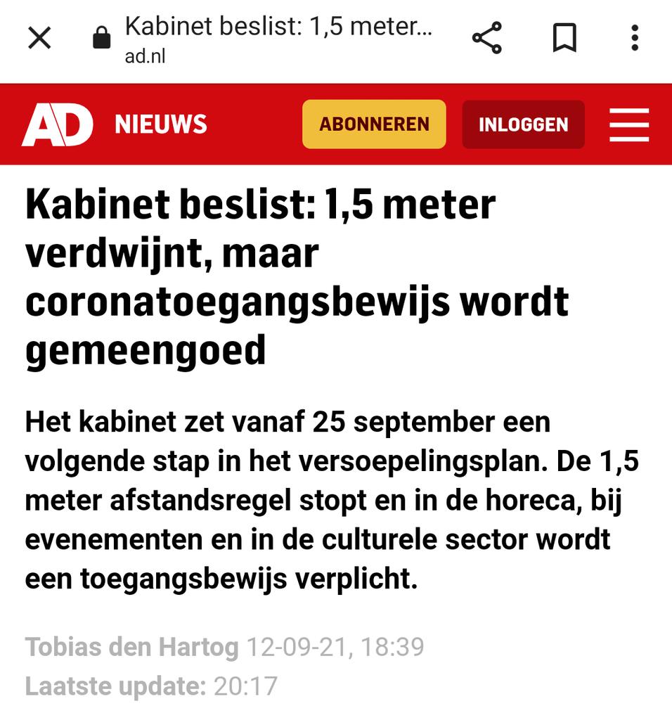 Marketerius's tweet image. Het staat er echt.... Waar gaat dit heen in dit land. Je krijgt tweedeling en bovendien artikel 1 uit de grondwet... VRIJHEID!! Wat een triest gebeuren dat t hierheen gaat. Kijken we werkelijk gewoon toe met z'n allen?
