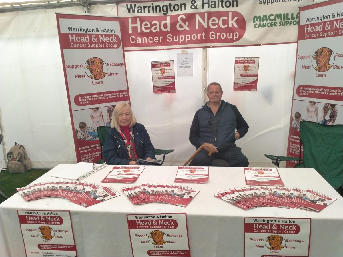 Dave Betts Founder and Chair, Warrington and Halton Head and Neck Cancer Support Group. Stand at Warrington Disability Day at Walton Hall today. With Glenys Betts. Support for those living with or affected by cancer of the Head and Neck and their supporters.