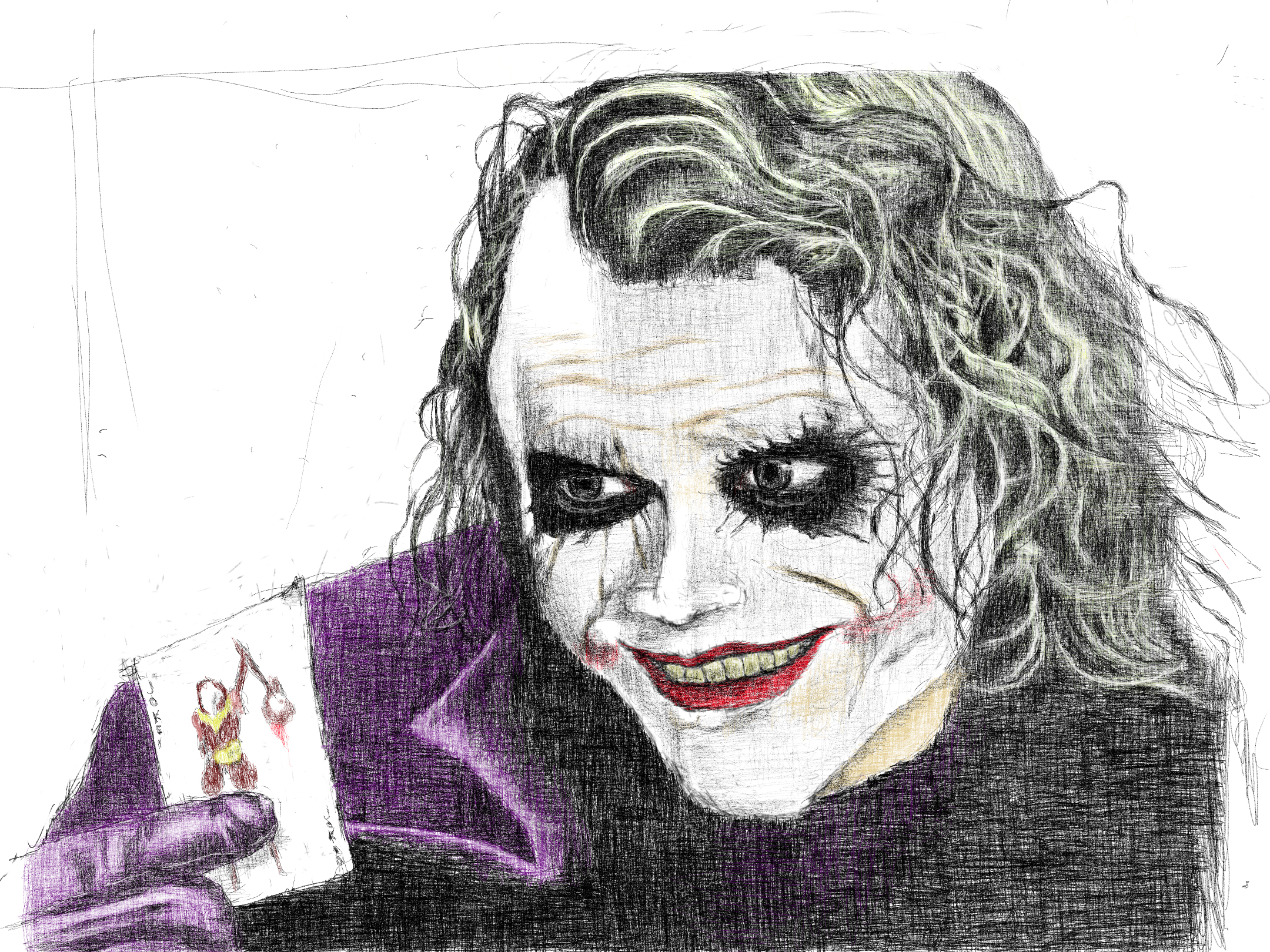 まこちん ジョーカー ヒース レジャー バットマン イラスト 鉛筆画 色鉛筆 Ipad T Co Jf56crshke Twitter