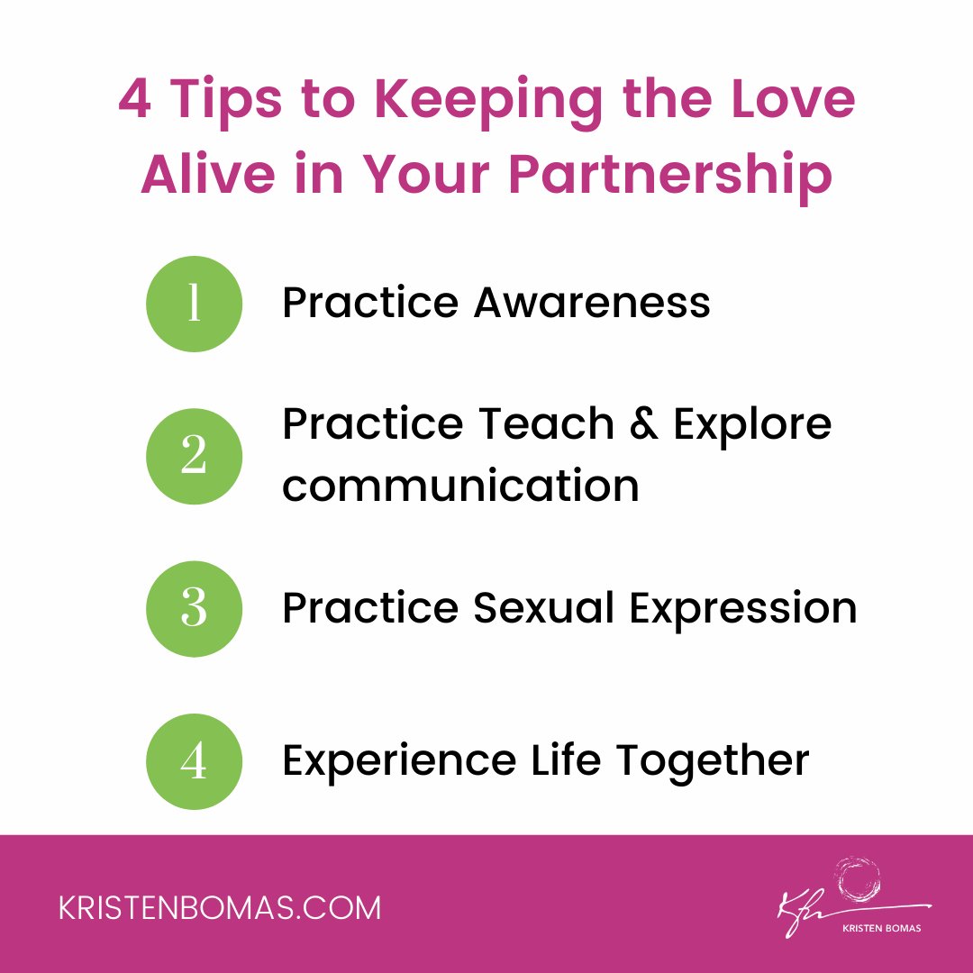 KristenBomas's tweet image. Here are four tips for keeping the love alive in your partnership. To go deeper into this subject. Which tip have you tried in your partnership?

#Kristenbomas #Partnerships #relationships