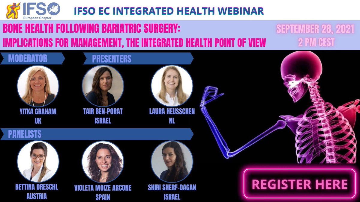 📣IFSO EC INTEGRATED HEALTH WEBINAR‼️
"THE BONE HEALTH AFTER BARIATRIC SURGERY: IMPLICATIONS FOR MANAGEMENT" 
REGISTER HERE: attendee.gotowebinar.com/register/19782… <a href="/IfsoSecretariat/">IFSO</a> @dr_yitkagraham