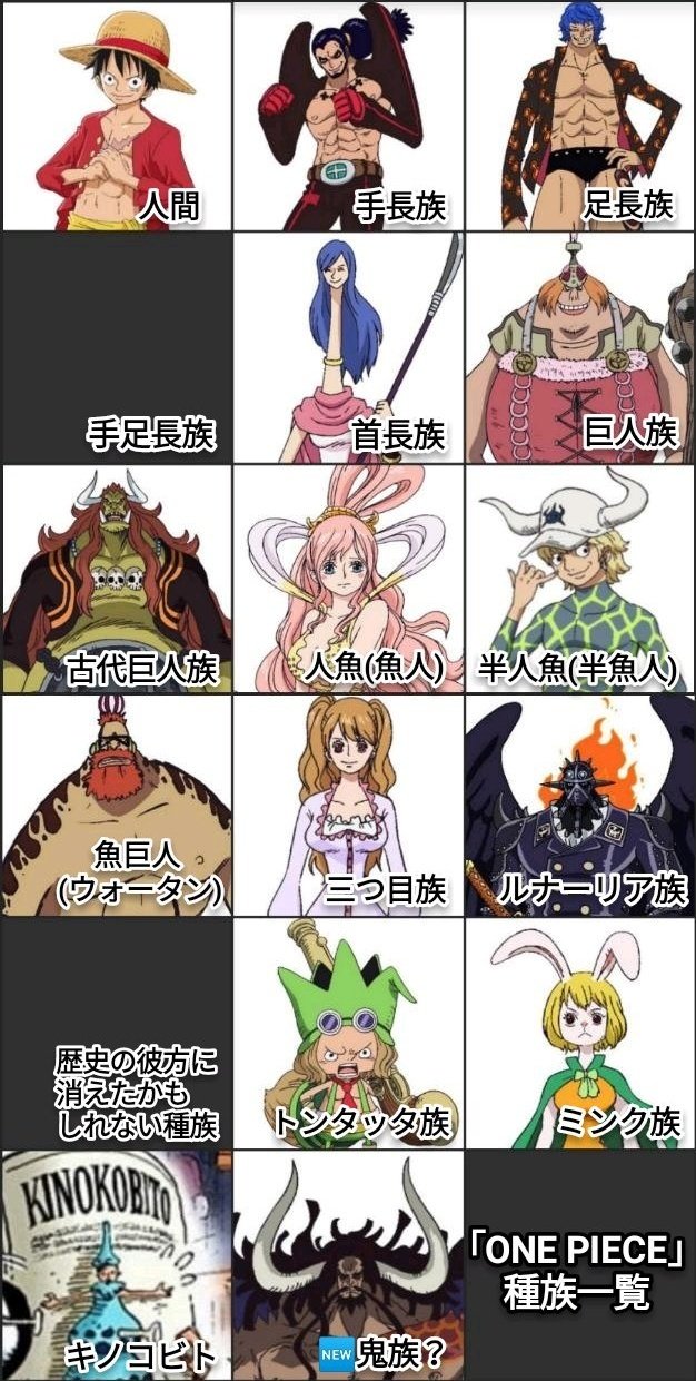 まな One Piece 種族一覧 カイドウは 鬼族 今週のワンピ Onepiece T Co Qeh9xfylnr Twitter