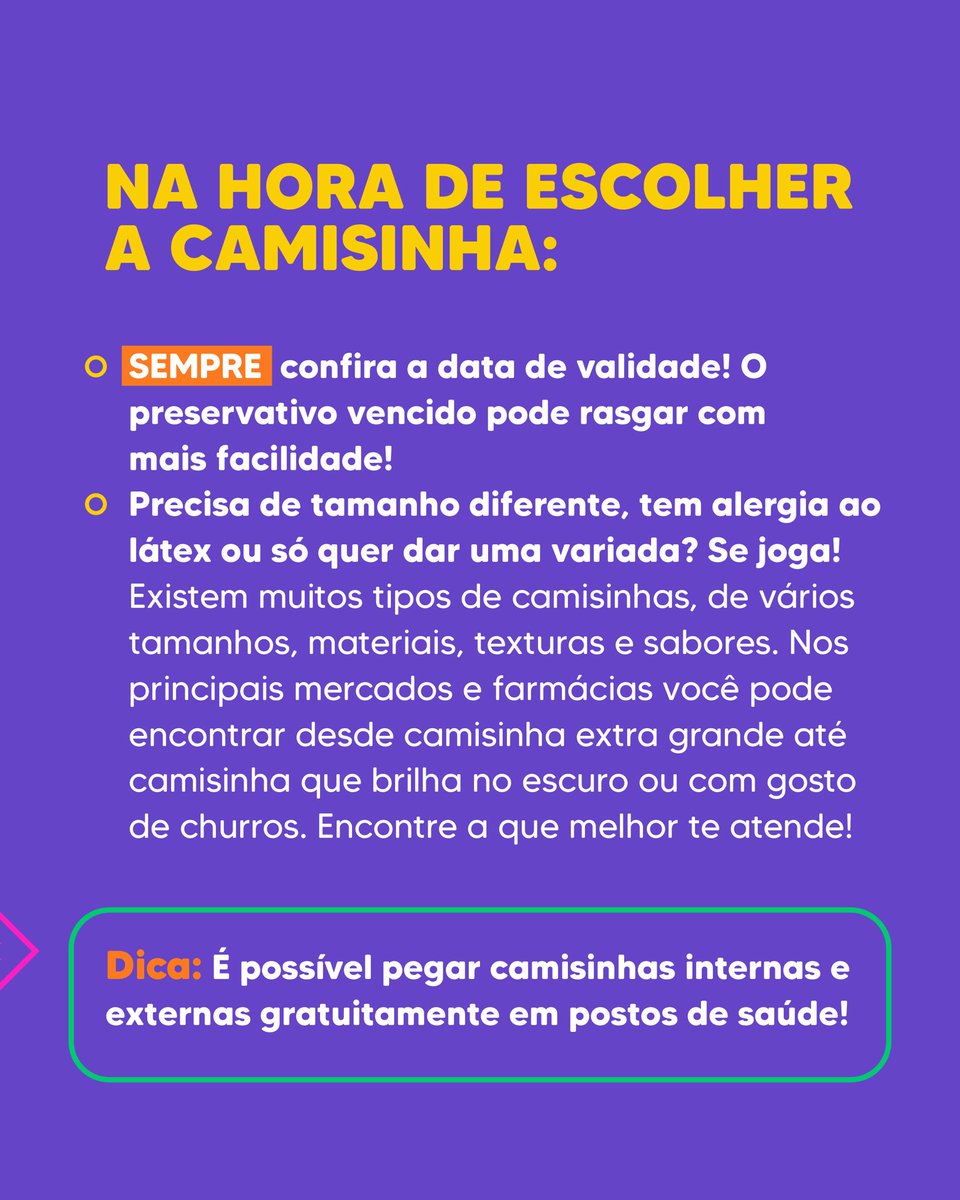 nodeumatch's tweet photo. Que a camisinha é um método de barreira seguro que protege contra o HIV e várias outras IST e, se for o caso, também previne gravidez indesejada você já sabe, né? Desliza pro lado e vem conhecer um pouquinho mais sobre ela!
#camisinha #prevenção #hiv #prep #prep1519 https://t.co/b2kzHDcnLO