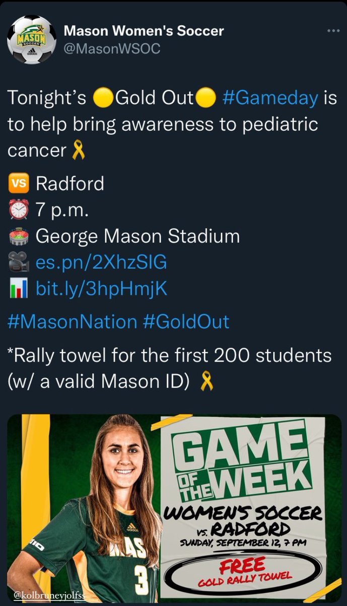 Hey LB DECA! Come out and support GMU soccer at their Gold Out Game tonight @ 7! Hope to see everyone there 💛💛