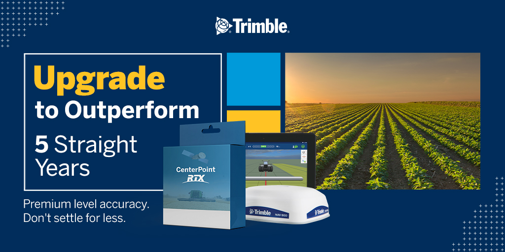 Reap the benefits of Precision Ag by getting the right gear for a winning steer! Unlock a 5 year CenterPoint RTX subscription with a permanent intermediate accuracy license with NAV-900. To learn more visit positioning.trimble.com/rtx-upgrade